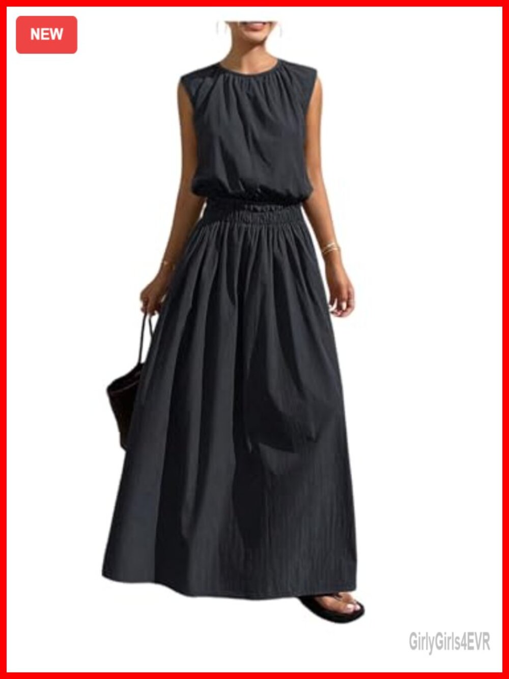 Women's 2 Piece Skirt Set Pleated Crop Tank Top Flowy Maxi Skirt Lounge